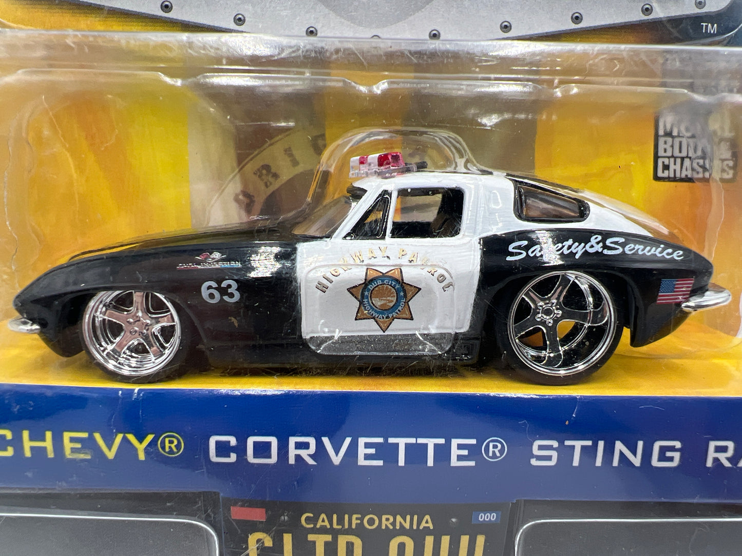 Jada Dub City Big Time Muscle #44 63 Chevy Corvette Sting Ray Police Dented Blister 184H
