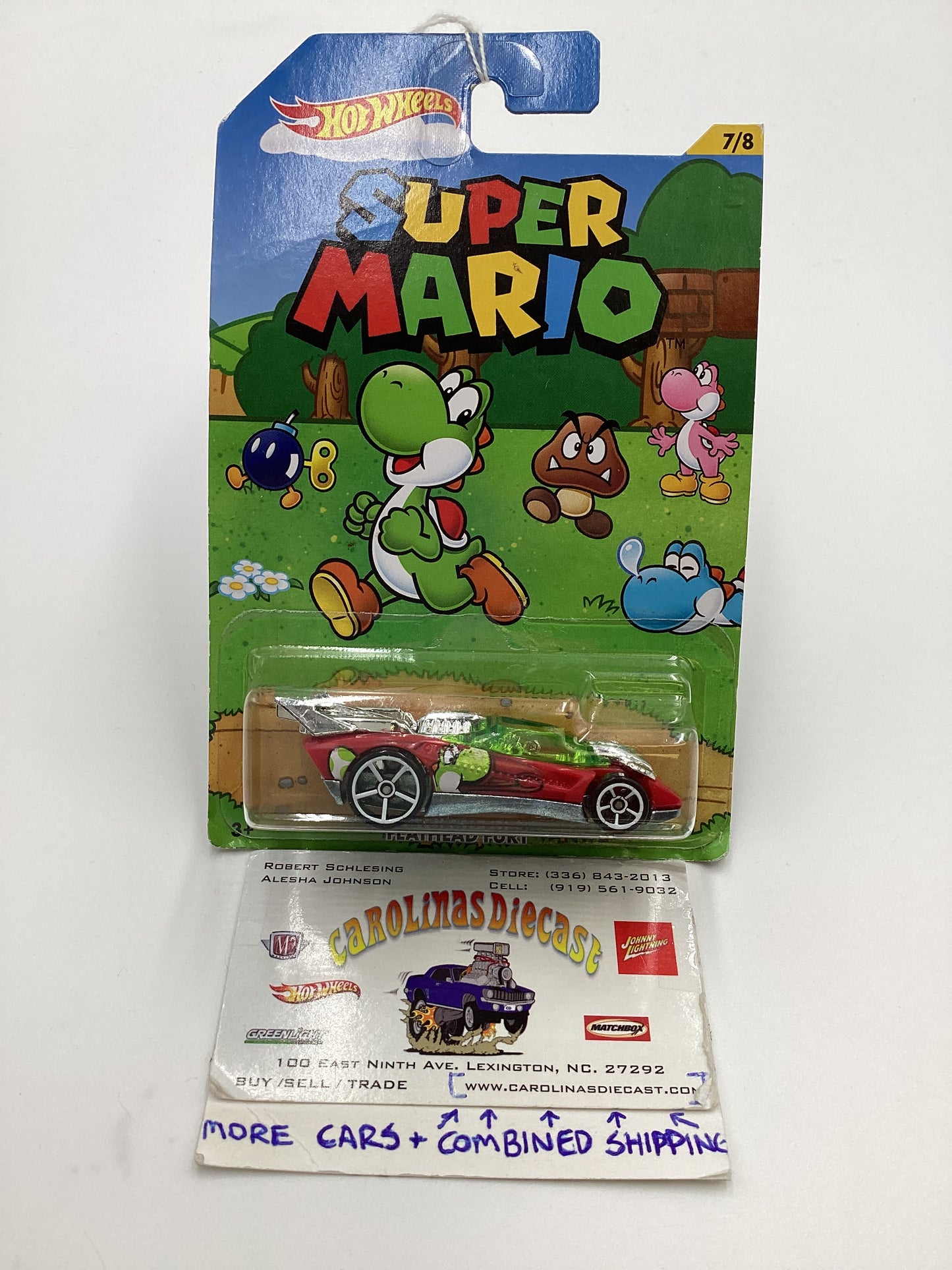 2016 Hot Wheels Super Mario #7 Flathead Fury Red Yoshi 157A