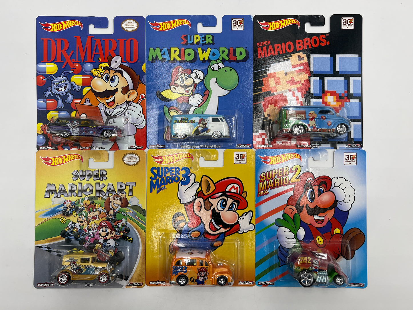 2015 Hot Wheels Pop Culture Premium Super Mario Complete 6 Car Set W/Protector VHTF