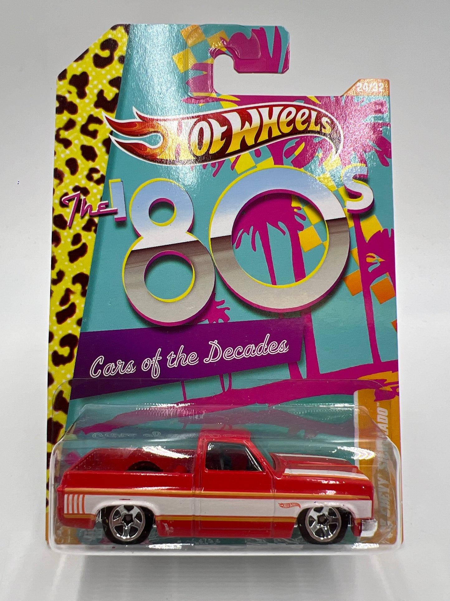 Hot Wheels Cars of the Decades The 80s #24 83 Chevy Silverado Red W/Protector