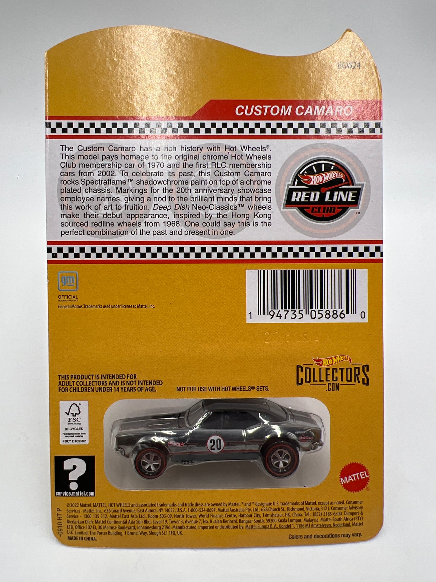 2022 Hot Wheels RLC 2002-2022 Custom Camaro W/Protector