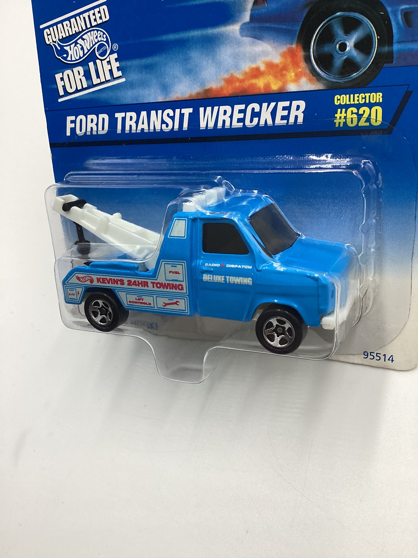 1996 Hot Wheels Collector #620 Ford Transit Wrecker Light Blue 240D