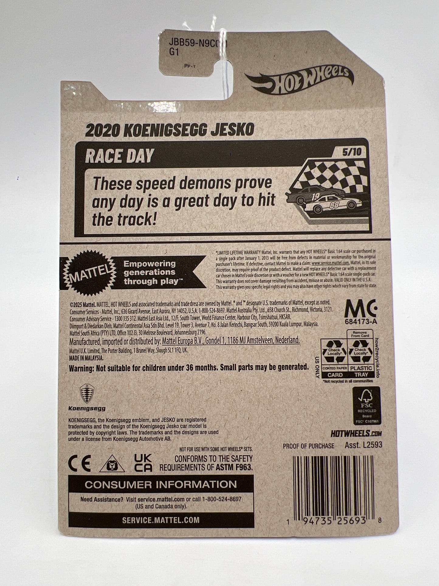 2025 Hot Wheels M Case Race Day #125 2020 Koenigsegg Jesko Blue 106i