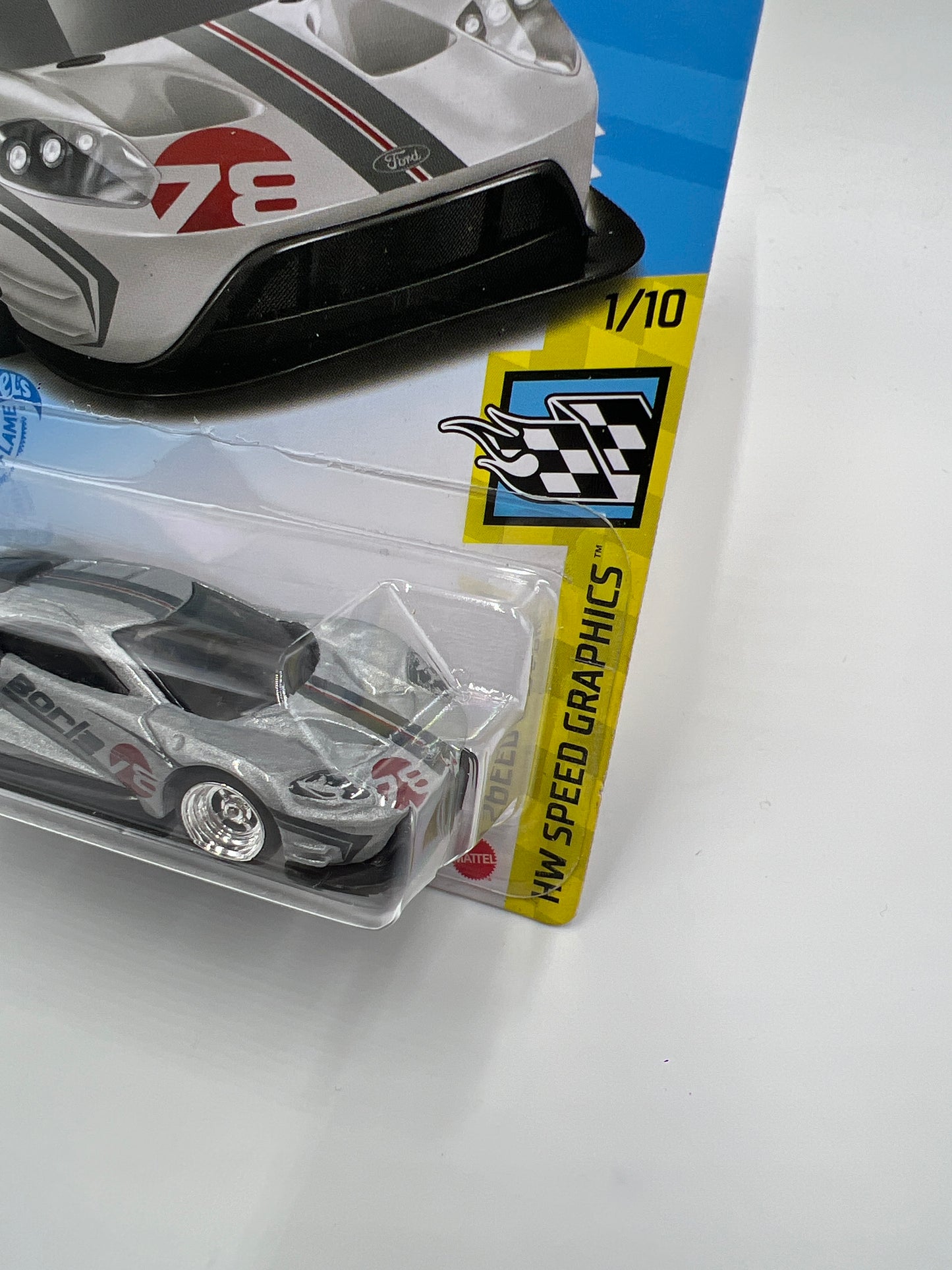 Hot Wheels 2016 Ford GT Race Silver Borla Wheel Swap Custom On Card W/Protector Cracked Blister SR