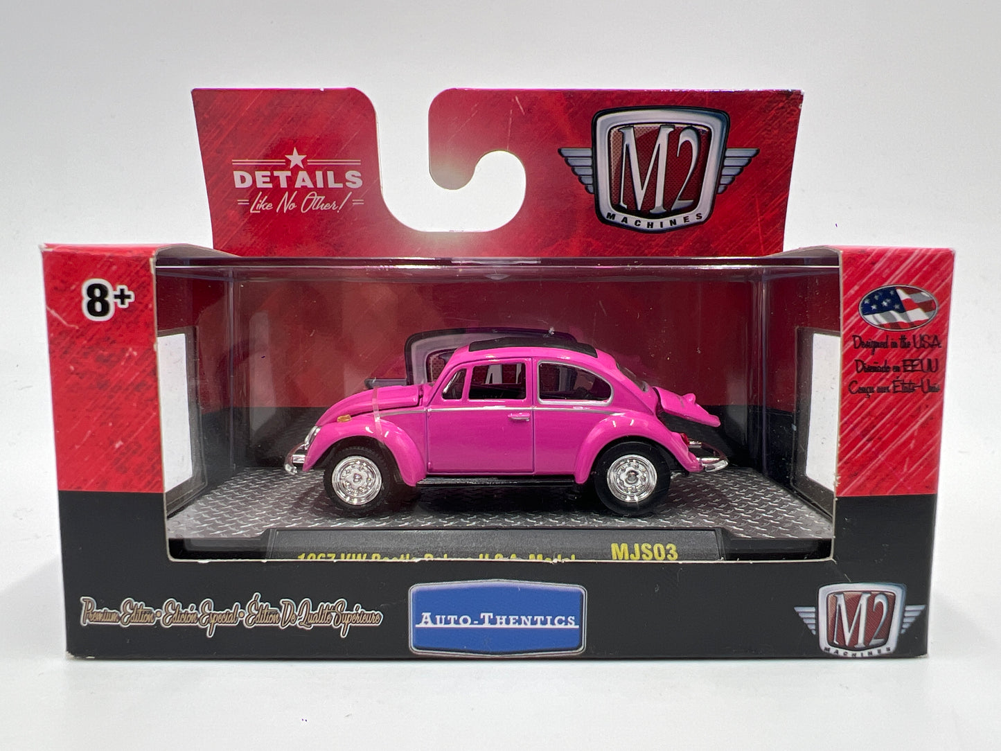 M2 Machines MiJo Exclusives 1/1600 1967 VW Beetle Deluxe USA Model Pink MJS03