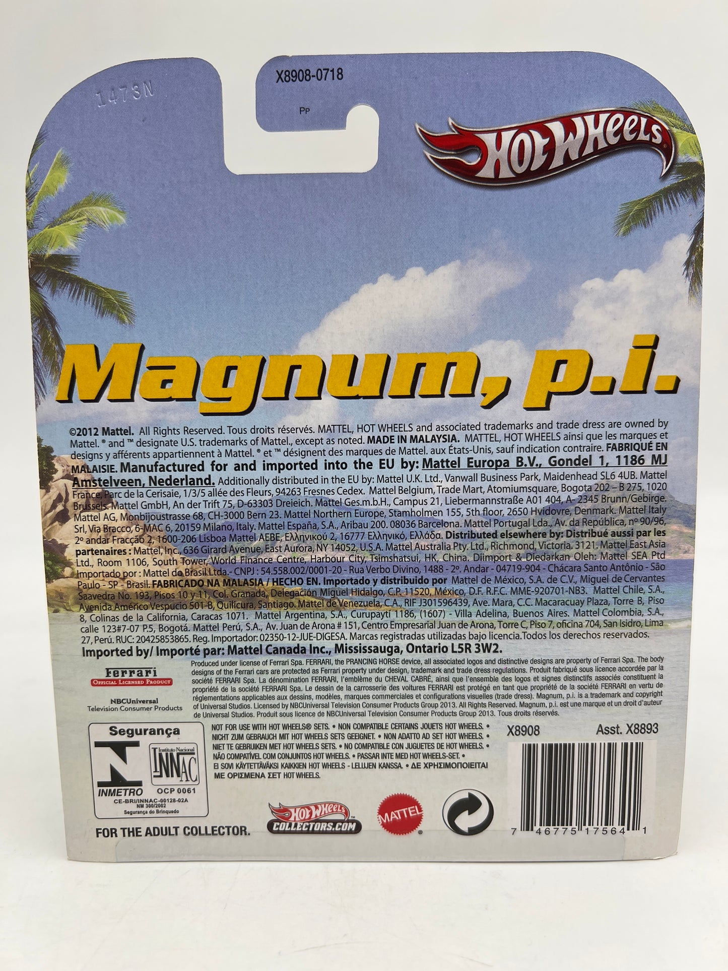 Hot Wheels Retro Entertainment Magnum PI Ferrari 308 GTS QV W/Protector Blister Not Perfect
