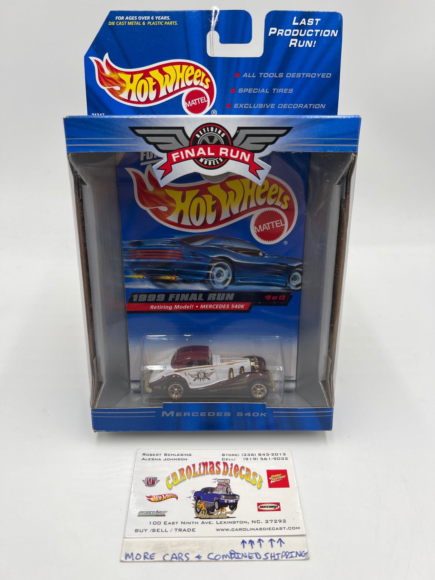 1999 Hot Wheels Final Run #9 Mercedes 540K White/Maroon
