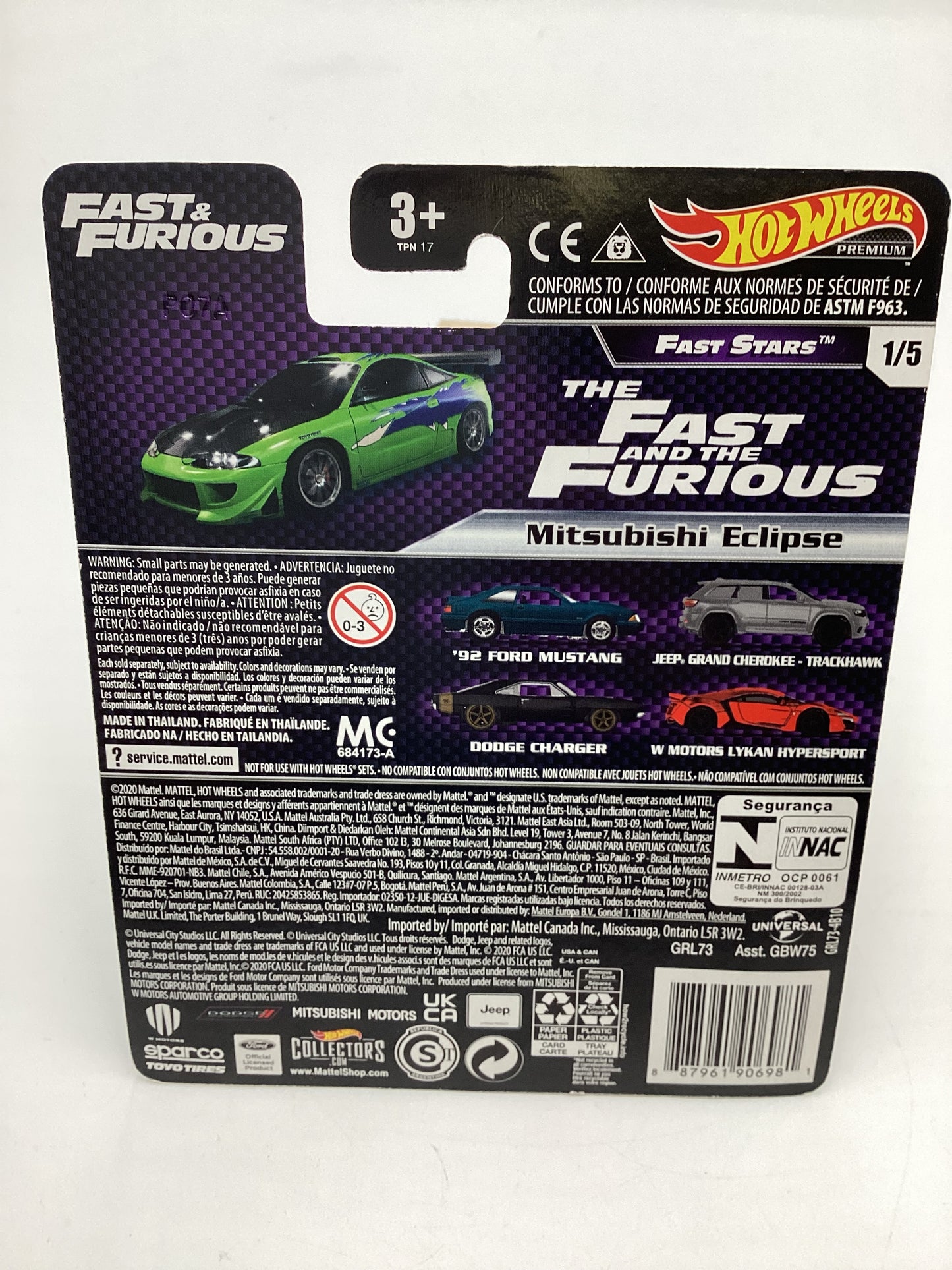 Hot Wheels Premium Fast & Furious Fast Stars #1 Mitsubishi Eclipse Green W/Protector (1)