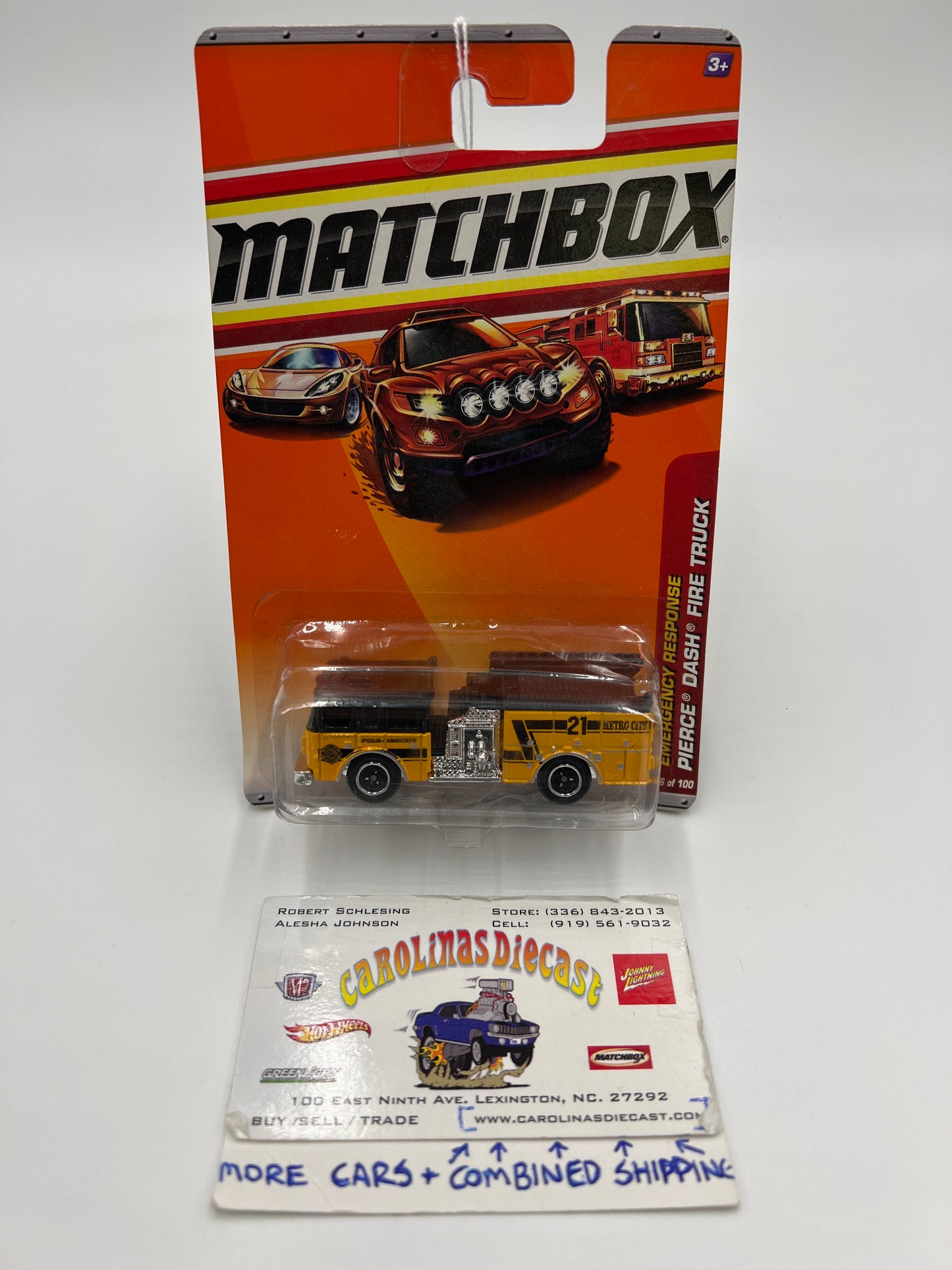 2010 Matchbox Emergency Response #56 Pierce Dash Fire Truck Yellow Cracked Blister 212B