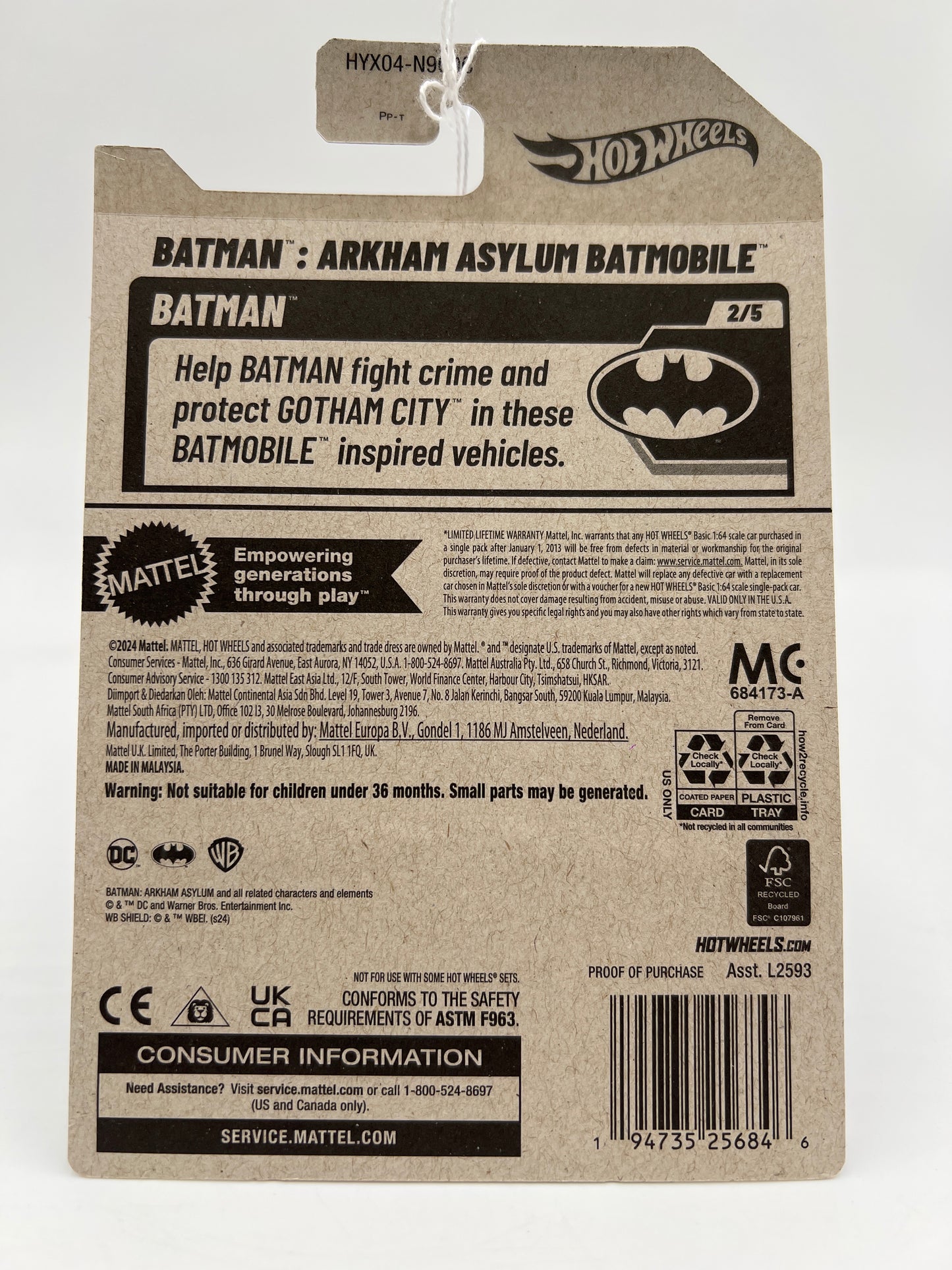 2025 Hot Wheels C Case #54 Batman: Arkham Asylum Batmobile 117C