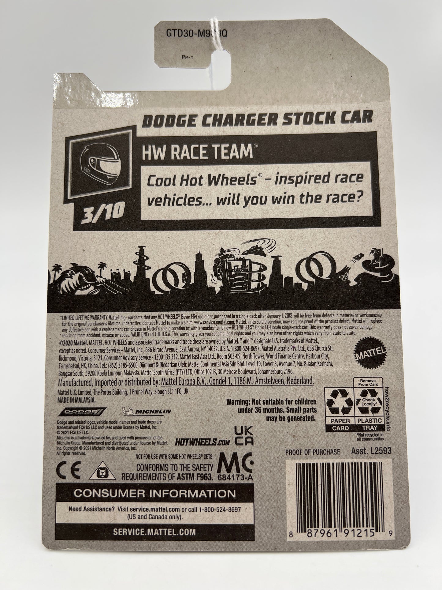 2021 Hot Wheels Walmart Exclusive Zamac 17 #194 Dodge Charger Stock Car 145F