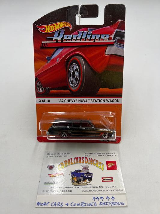 Hot Wheels 2016 Redline Series 64 Chevy Nova Station Wagon #13 158C