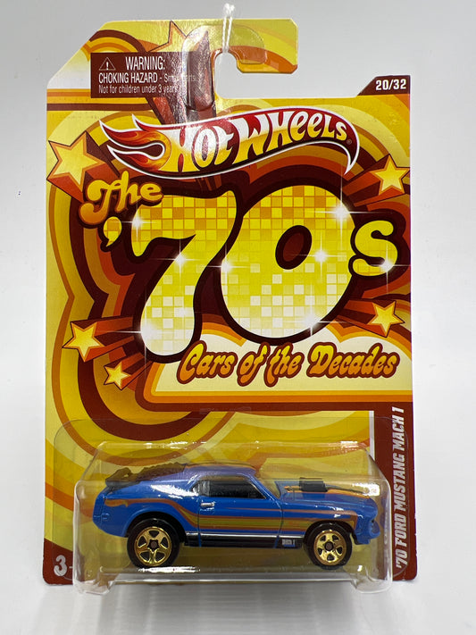 Hot Wheels Cars of the Decades The 70s #20 70 Ford Mustang Mach 1 Blue 162G