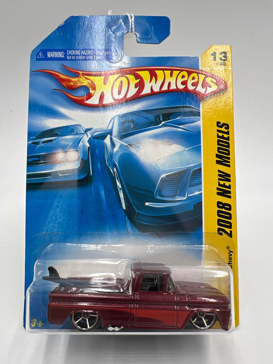 2008 Hot Wheels New Models #13 Custom 62 Chevy Dark Red W/Black Surf Board 7A