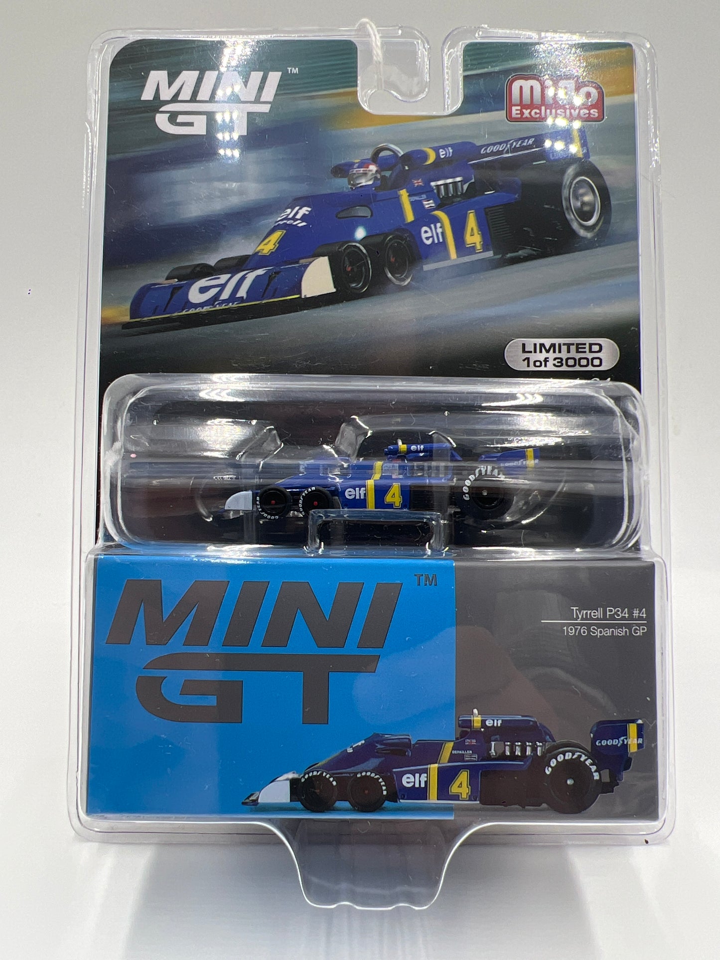 Mini GT Mijo Exclusives #488 Tyrell P34 #4 1976 Spanish GP Blue