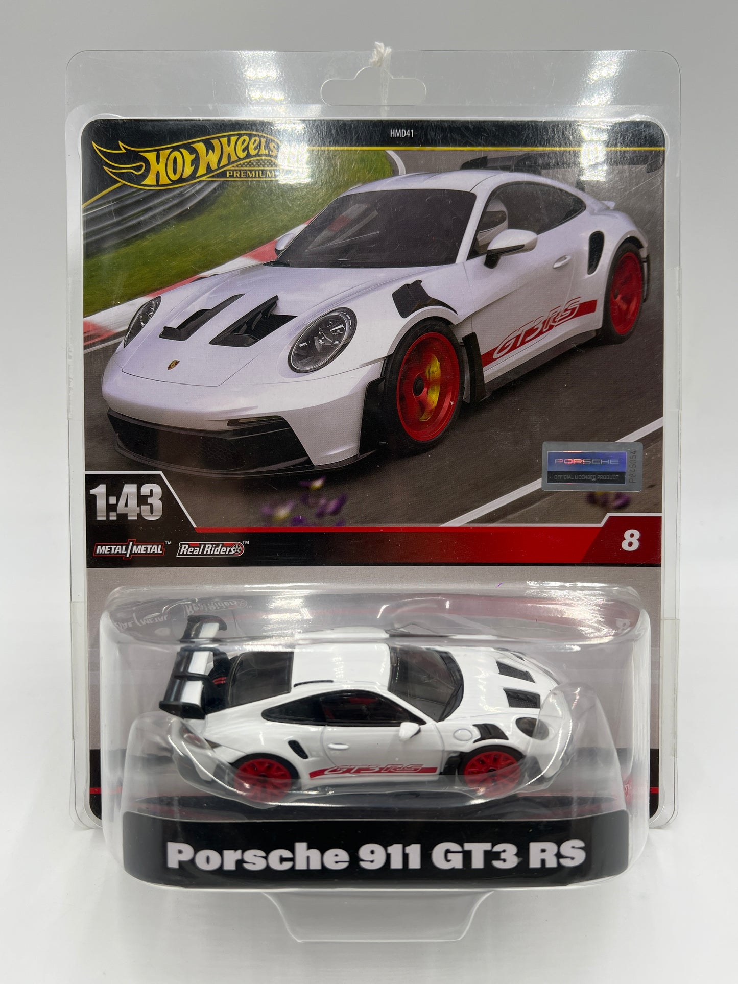 Hot Wheels Premium 1:43 Scale #8 Porsche 911 GT3 RS White/Red