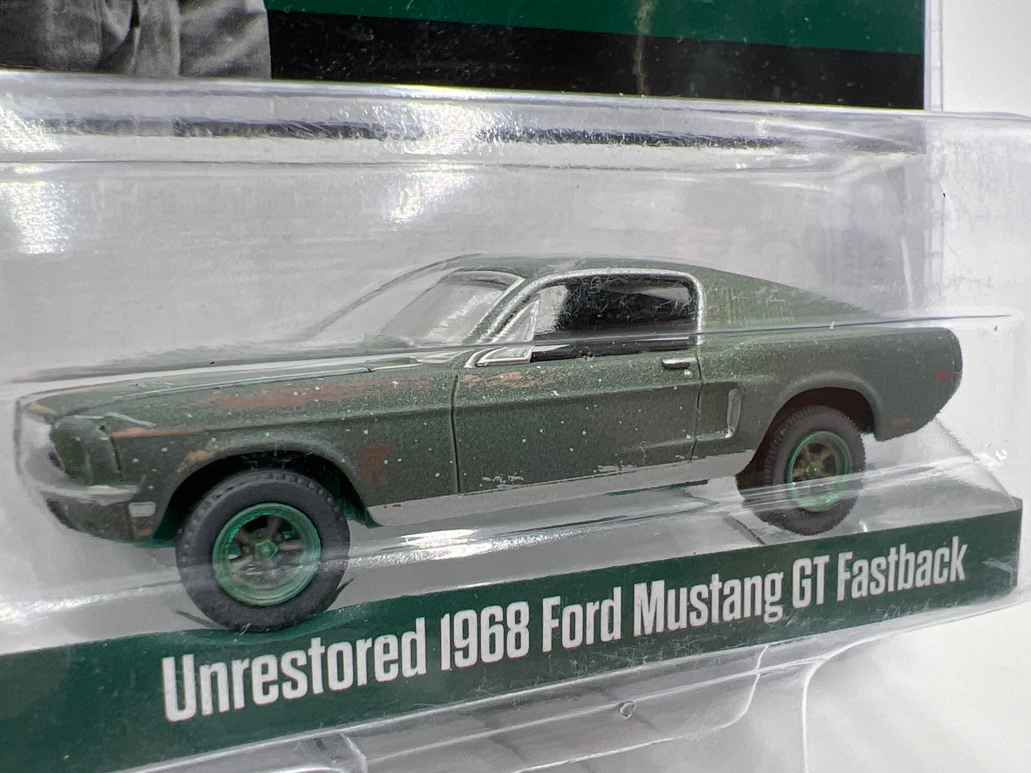 Greenlight Hobby Exclusive Steve McQueen Collection CHASE Unrestored 1968 Ford Mustang GT Fastback Green