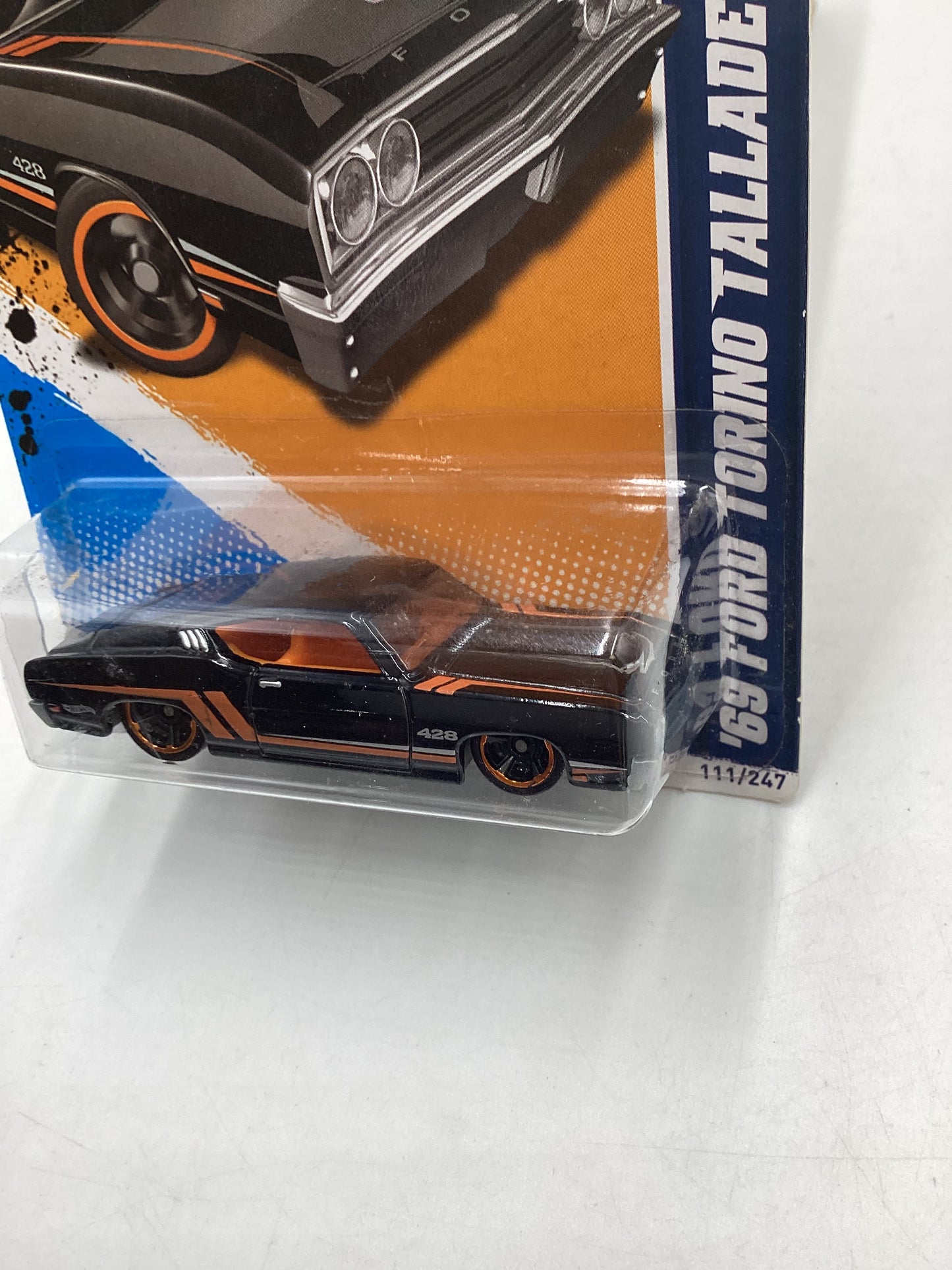 2012 Hot Wheels Muscle Mania Ford #111 69 Ford Torino Talledega Black 34A