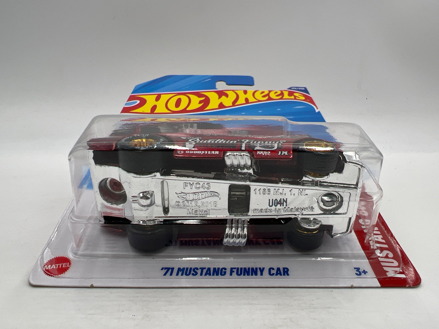 2025 Hot Wheels Super Treasure Hunt #175 71 Mustang Funny Car Red W/Protector Intl Card See Desc