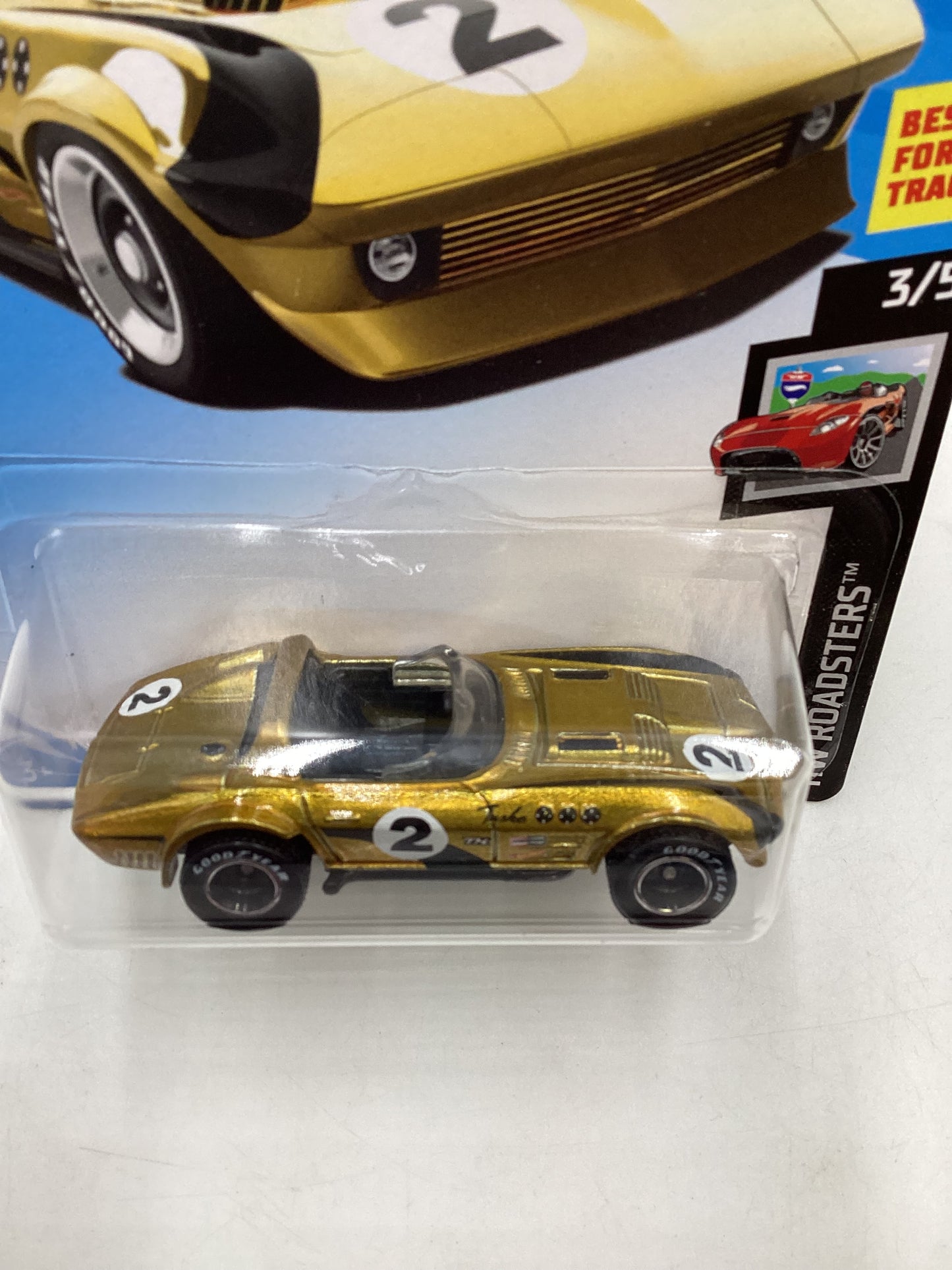 2019 Hot wheels Super treasure hunt #53 Corvette Grand Sport Roadster Gold W/Protector