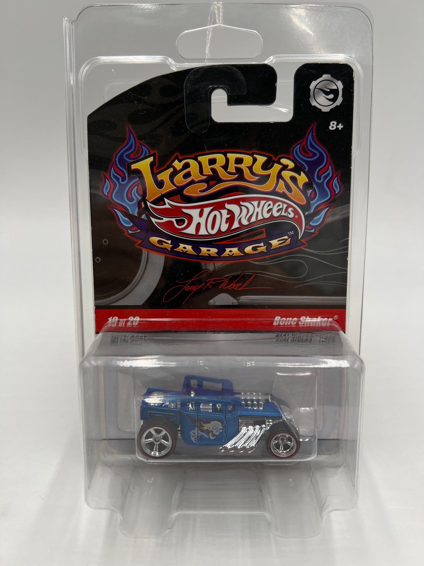 Hot Wheels Premium Larrys Garage #19 Bone Shaker Blue W/Protector