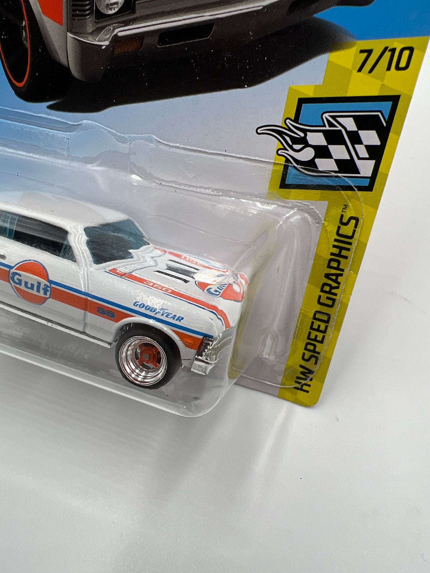 Hot Wheels 68 Chevy Nova White Gulf Wheel Swap Custom On Card W/Protector (SR)