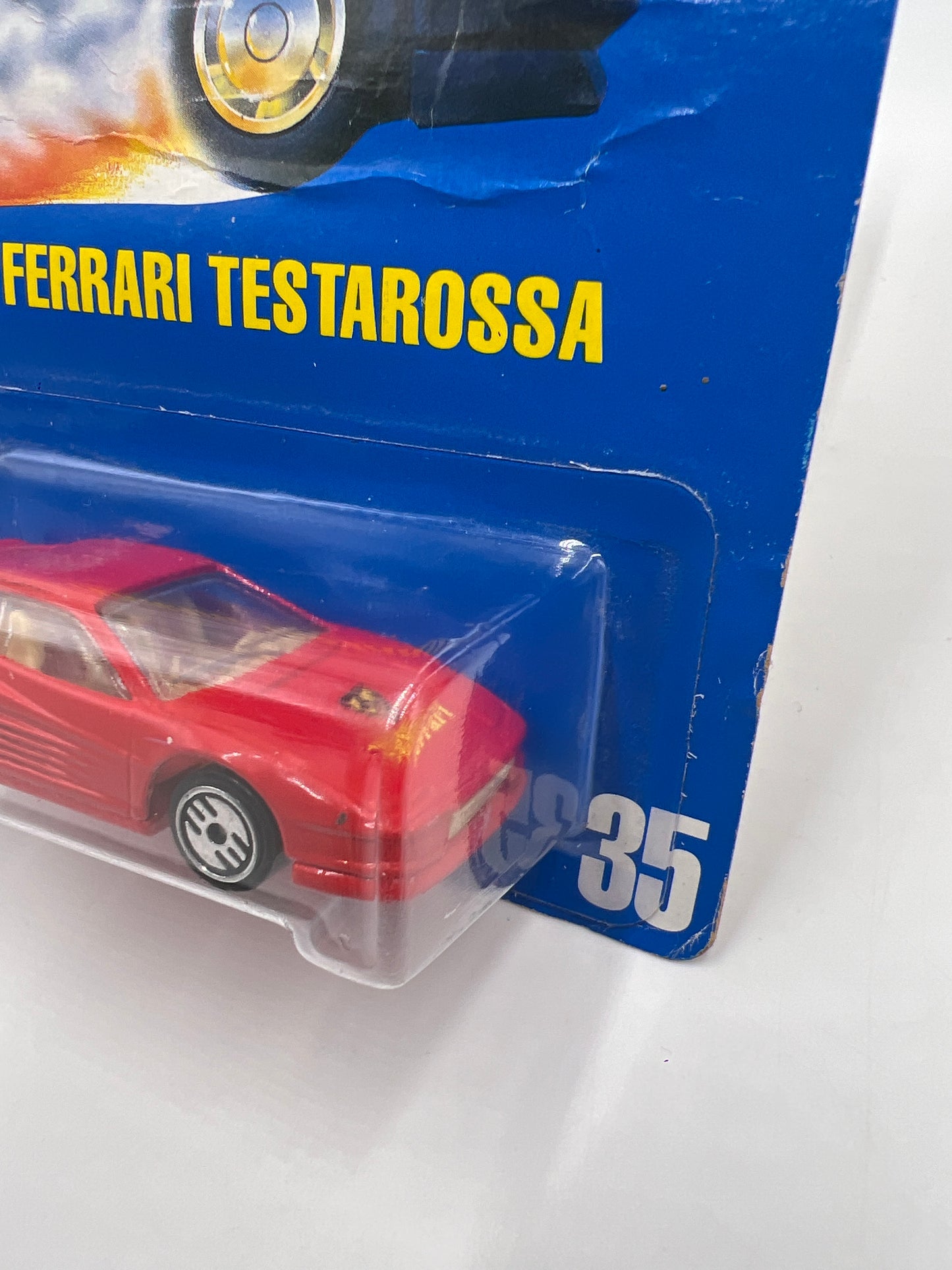 1991 Hot Wheels #35 Ferrari Testarossa Red W/Tan Interior *Bad Card*