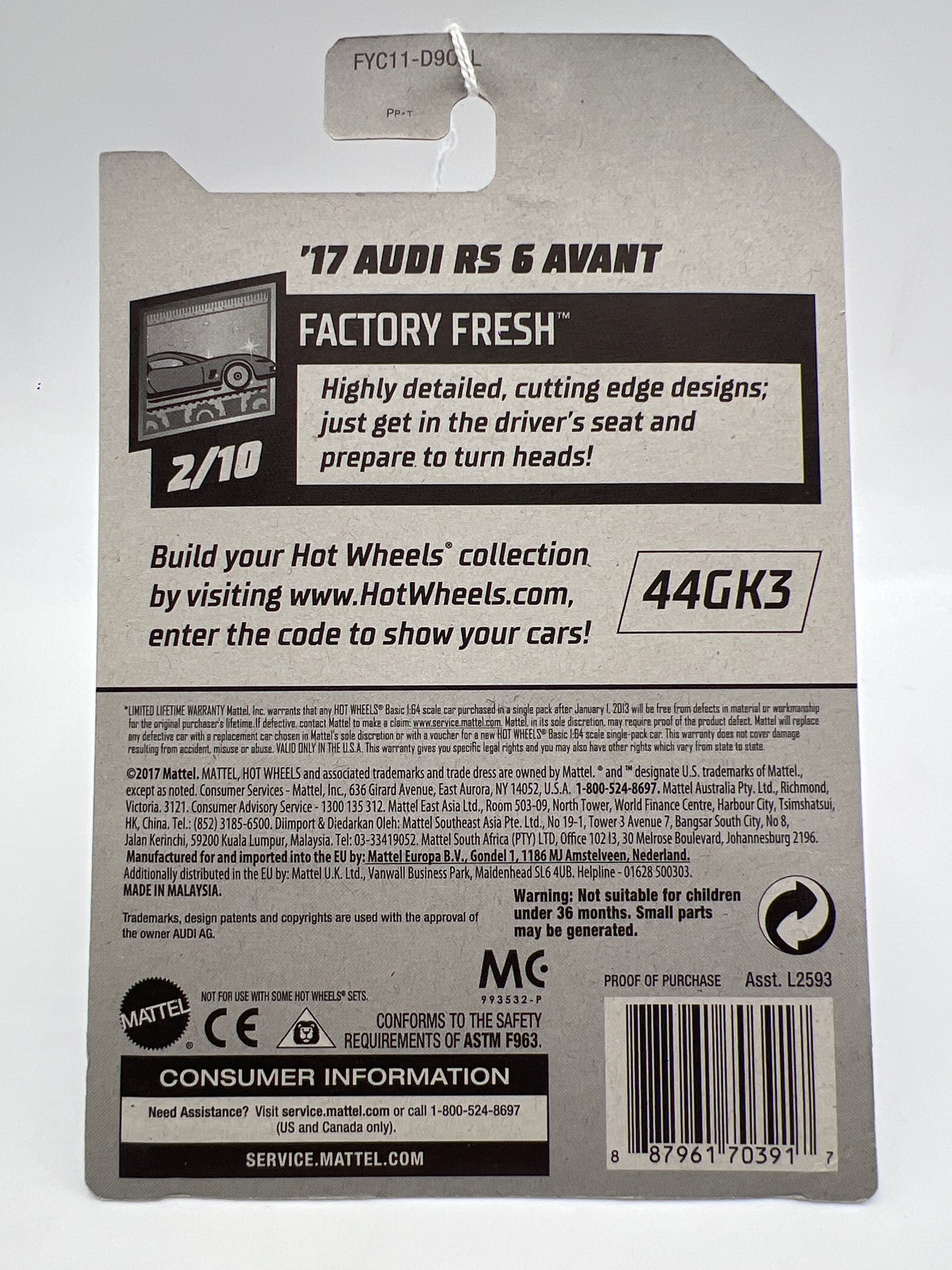 2019 Hot Wheels Factory Fresh #214 17 Audi RS 6 Avant Blue 109C