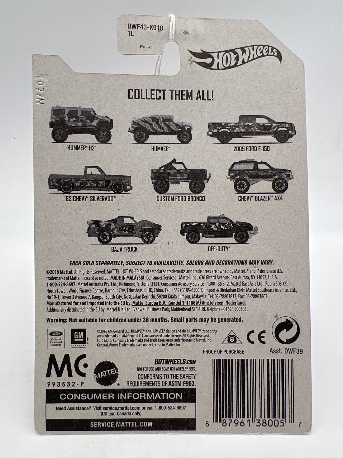 Hot Wheels Walmart Exclusive Camo Series #4 83 Chevy Silverado Orange SR