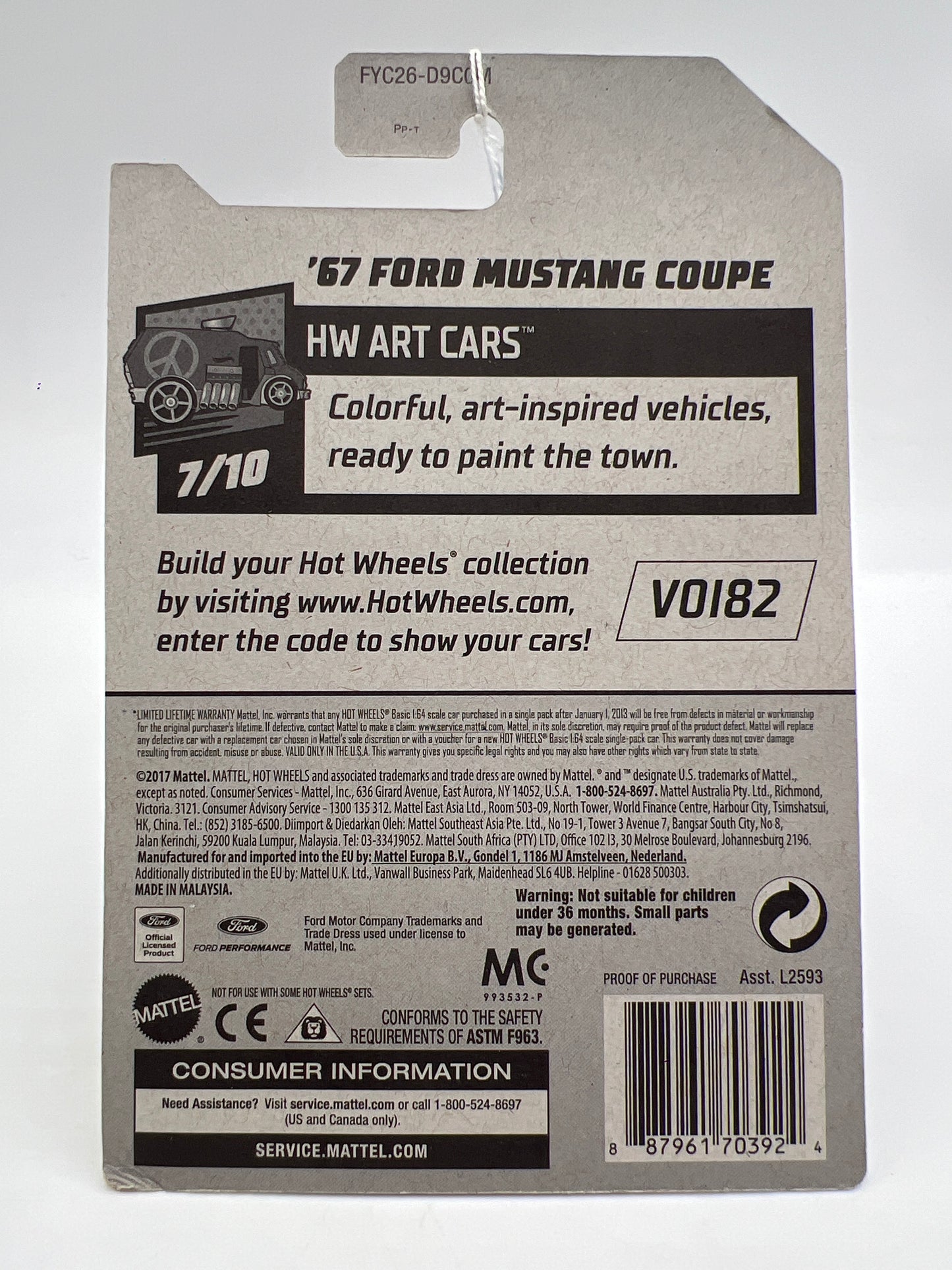 2019 Hot Wheels Art Cars #218 67 Ford Mustang Coupe
