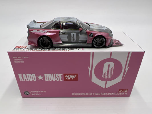 Mini GT Kaido House #128 CHASE Nissan Skyline GT-R R34 Kaido Racing Factory V1 Pink