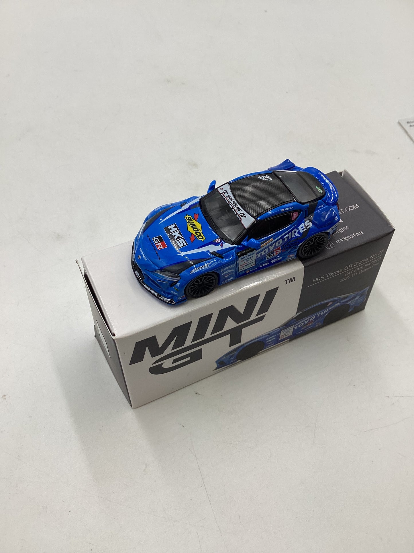 Mini GT #307 Opened HKS Toyota GR Supra No. 77 Blue