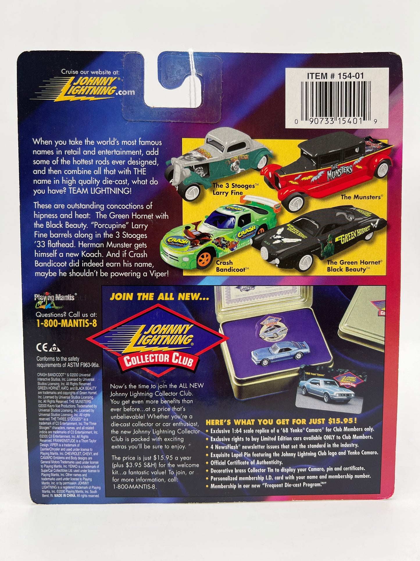 Johnny Lightning White Lightning Chase Team Lightning The Three Stooges 33 Flathead Larry Fine Green