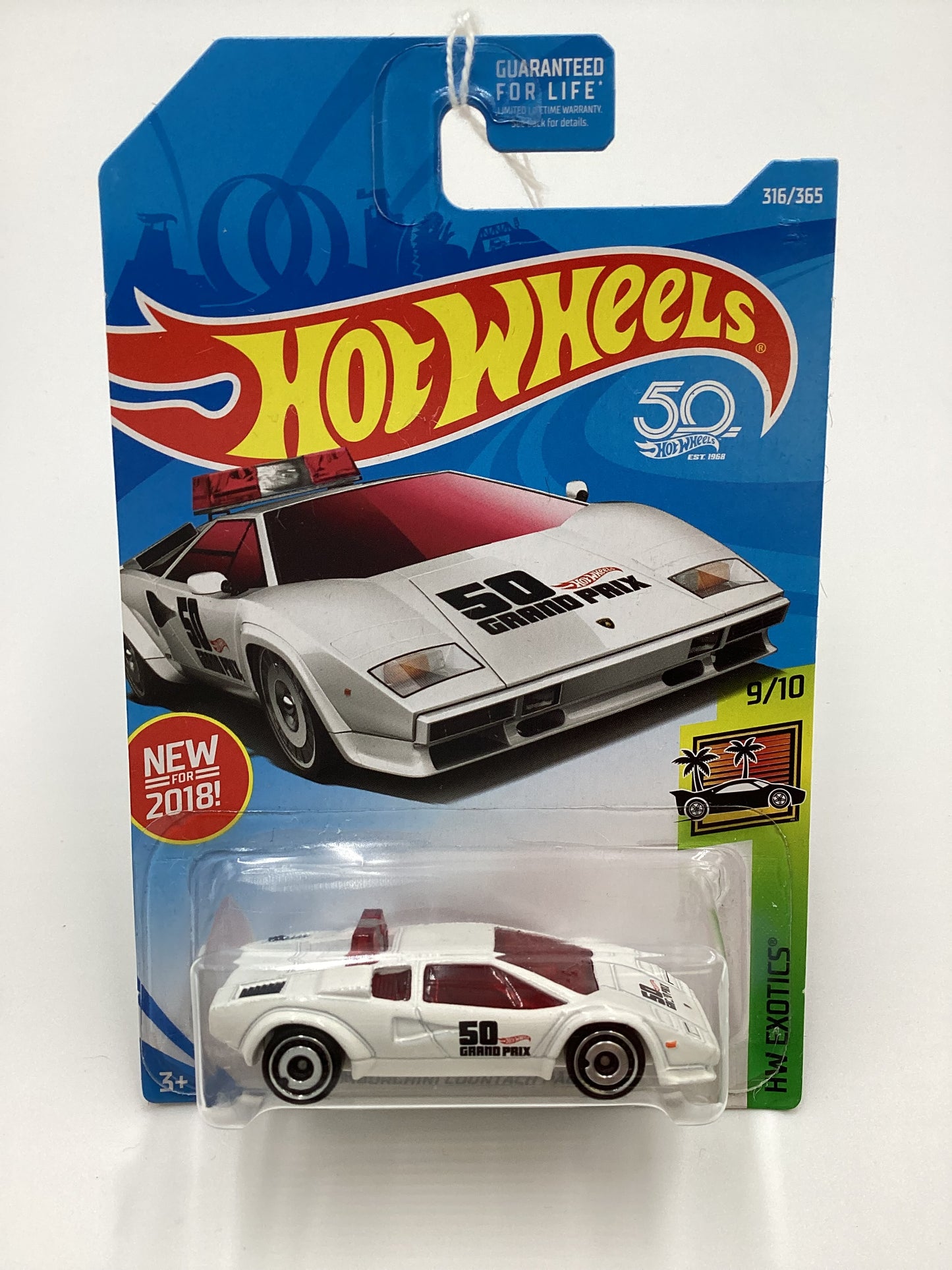 2018 Hot Wheels #316 Lamborghini Countach Pace Car White 102C