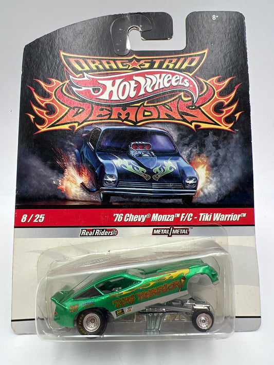 Hot Wheels Drag Strip Demons #8 76 Chevy Monza F/C Tiki Warrior Green W/Protector Bad Blister