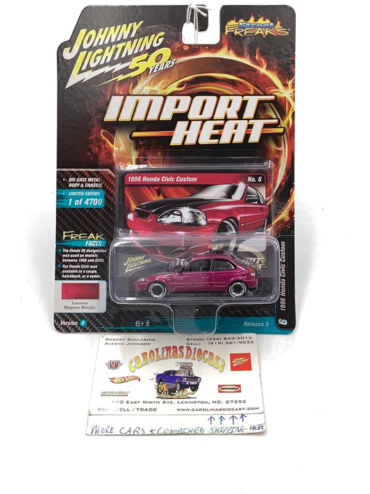 Johnny Lightning Import Heat #6 1996 Honda Civic purple 211E