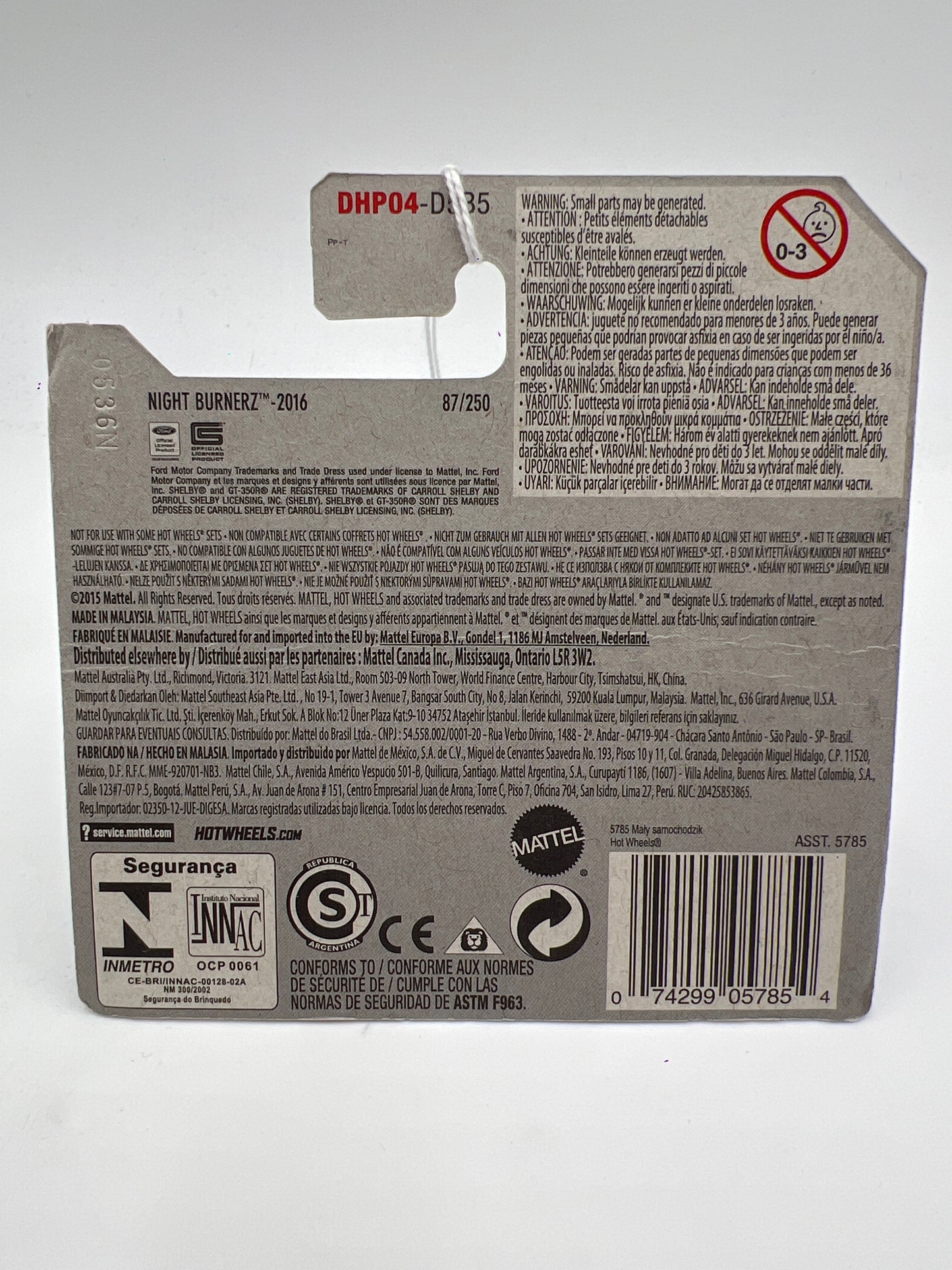 2016 Hot Wheels Night Burnerz #87 Ford Shelby GT350R Blue Short Card 19A