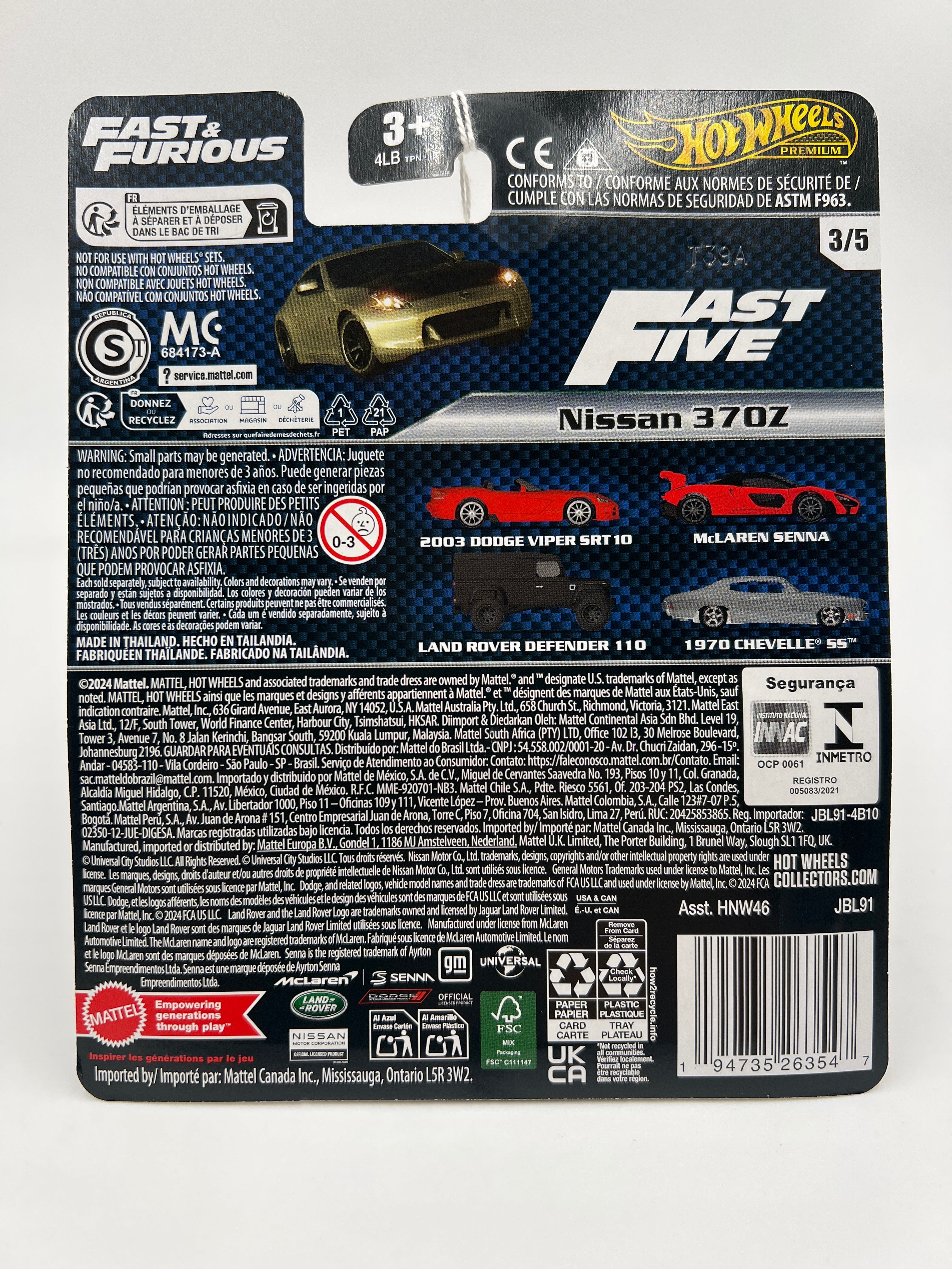 2024 Hot Wheels Gold Label Fast & Furious #3 Nissan 370Z Silver