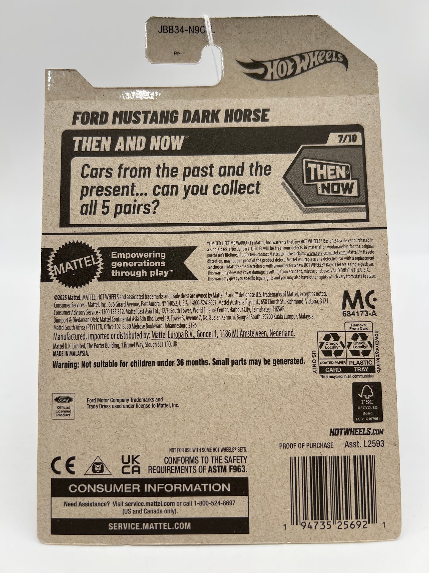 2025 Hot Wheels L Case Then And Now #219 Ford Mustang Dark Horse White 21C