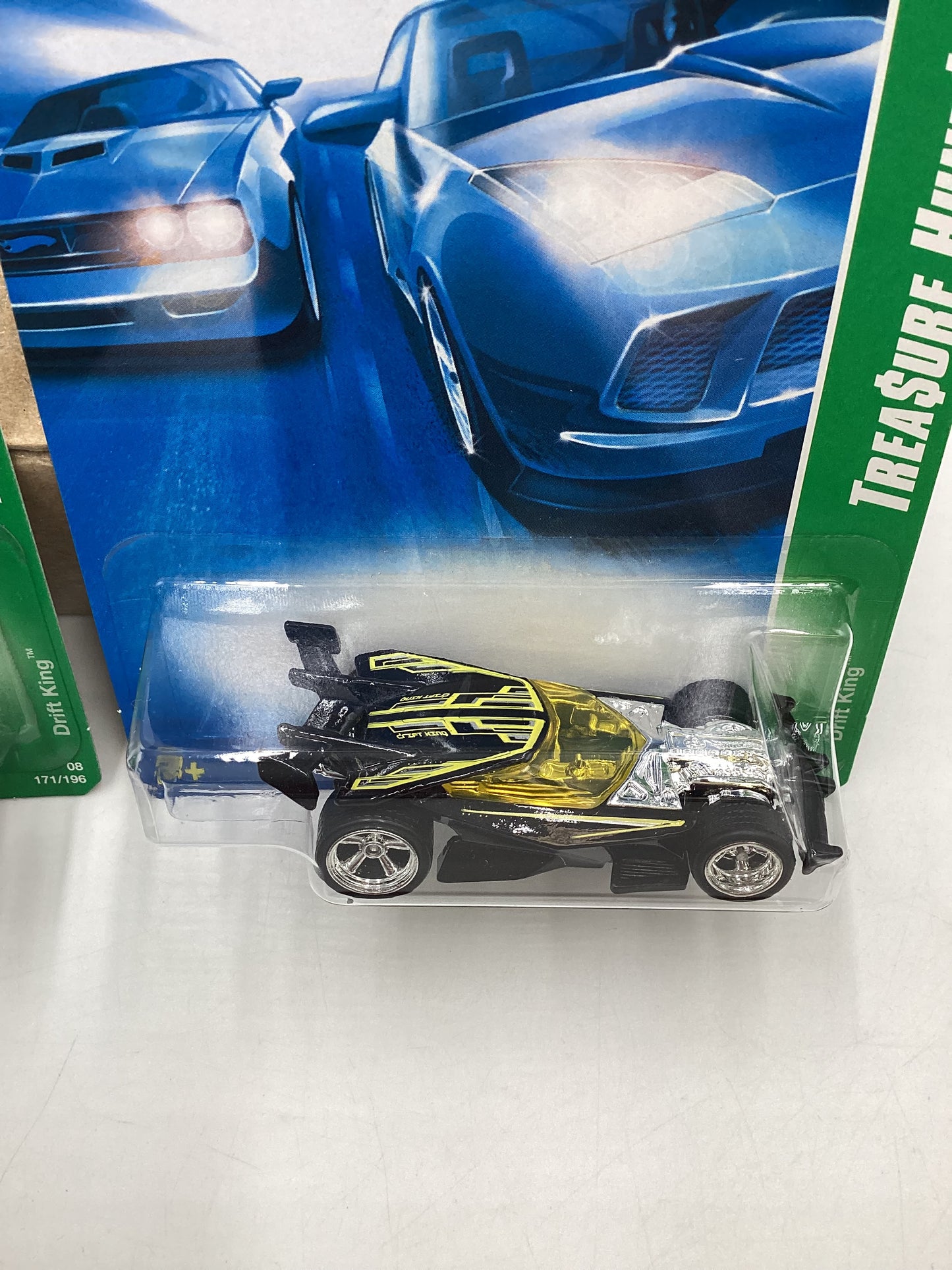 2008 Hot Wheels Super Treasure Hunt + Treasure Hunt Drift King Black #171 with protector