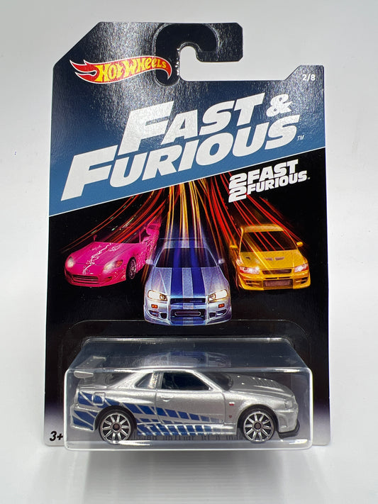 Hot Wheels Fast and Furious #2 Nissan Skyline GT-R R34 Silver W/Protector