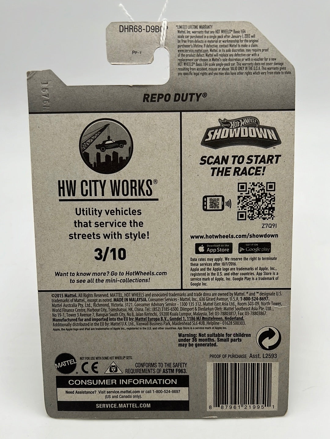 Hot Wheels 2016 Treasure Hunt Repo Duty #168 277E