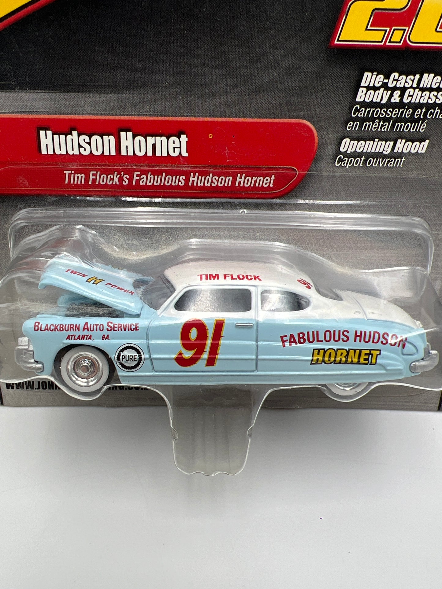 Johnny Lightning 2.0 Release #4 Tim Flocks Fabulous Hudson Hornet W/Protector VHTF