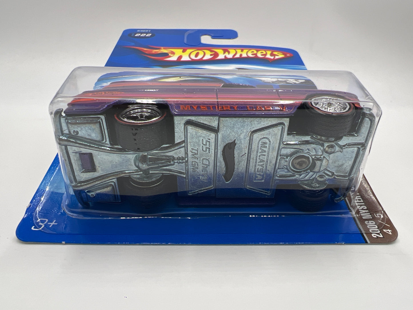 2006 Hot Wheels Mystery Car #222 55 Chevy Panel Real Riders W/Protector Cracked Blister