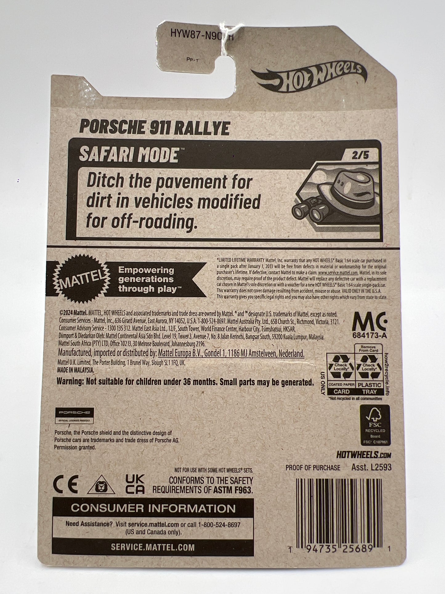 2025 Hot Wheels H Case Safari Mode #154 Porsche 911 Rallye Green 102i