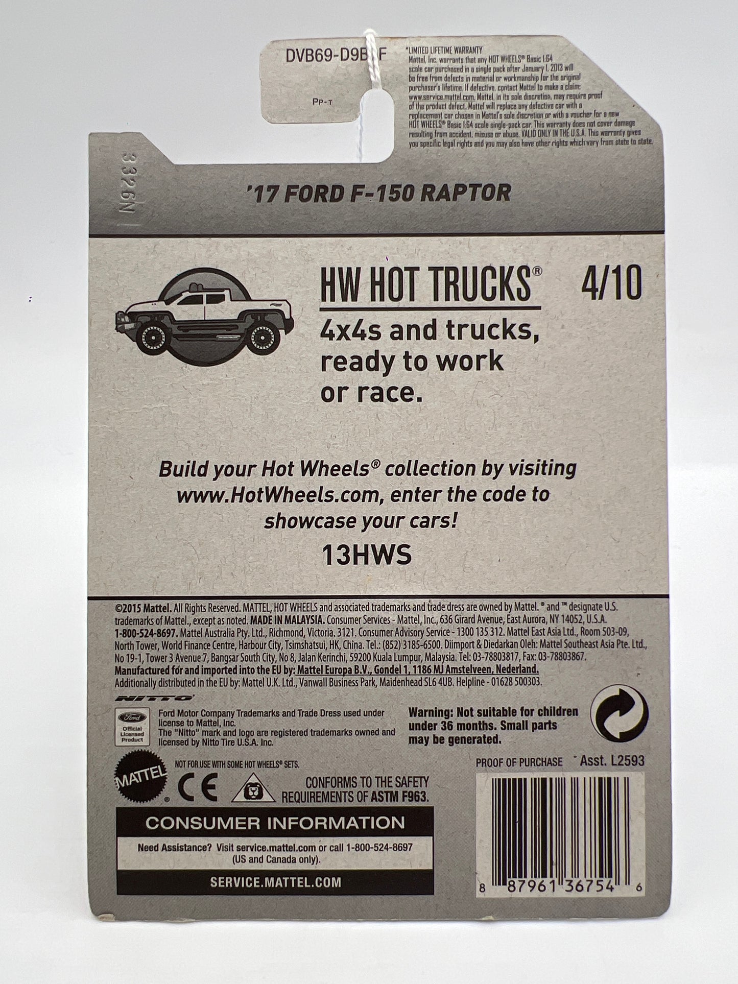 2017 Hot Wheels Hot Trucks #129 17 Ford F-150 Raptor White 31A