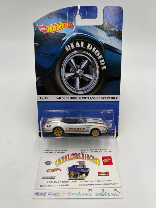 Hot Wheels Premium Real Riders #16 68 Oldsmobile Cutlass Convertible White Hurst 244K