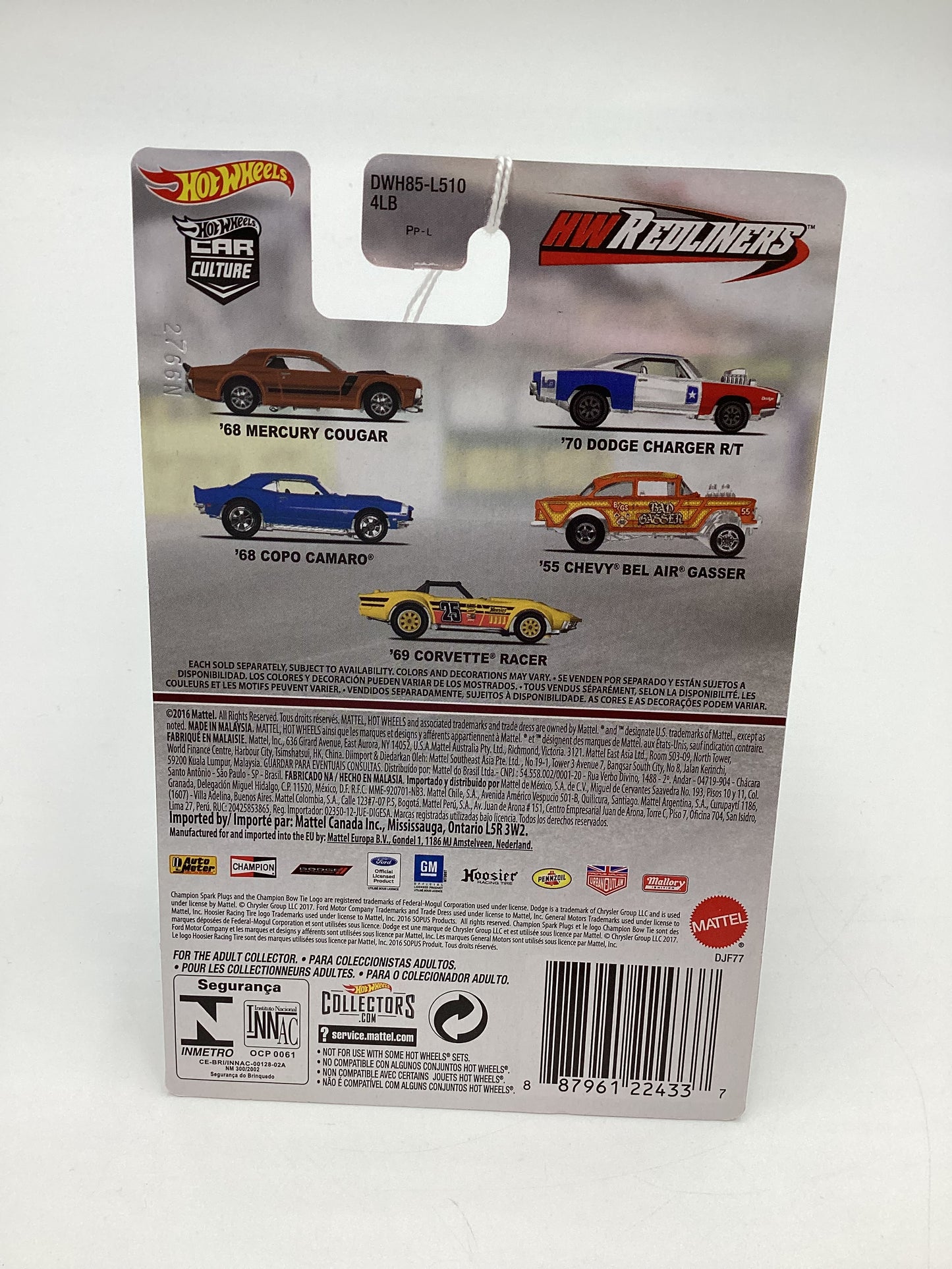 2017 HotWheels Car Culture Redliners #3 68 Copo Camaro Blue 245L