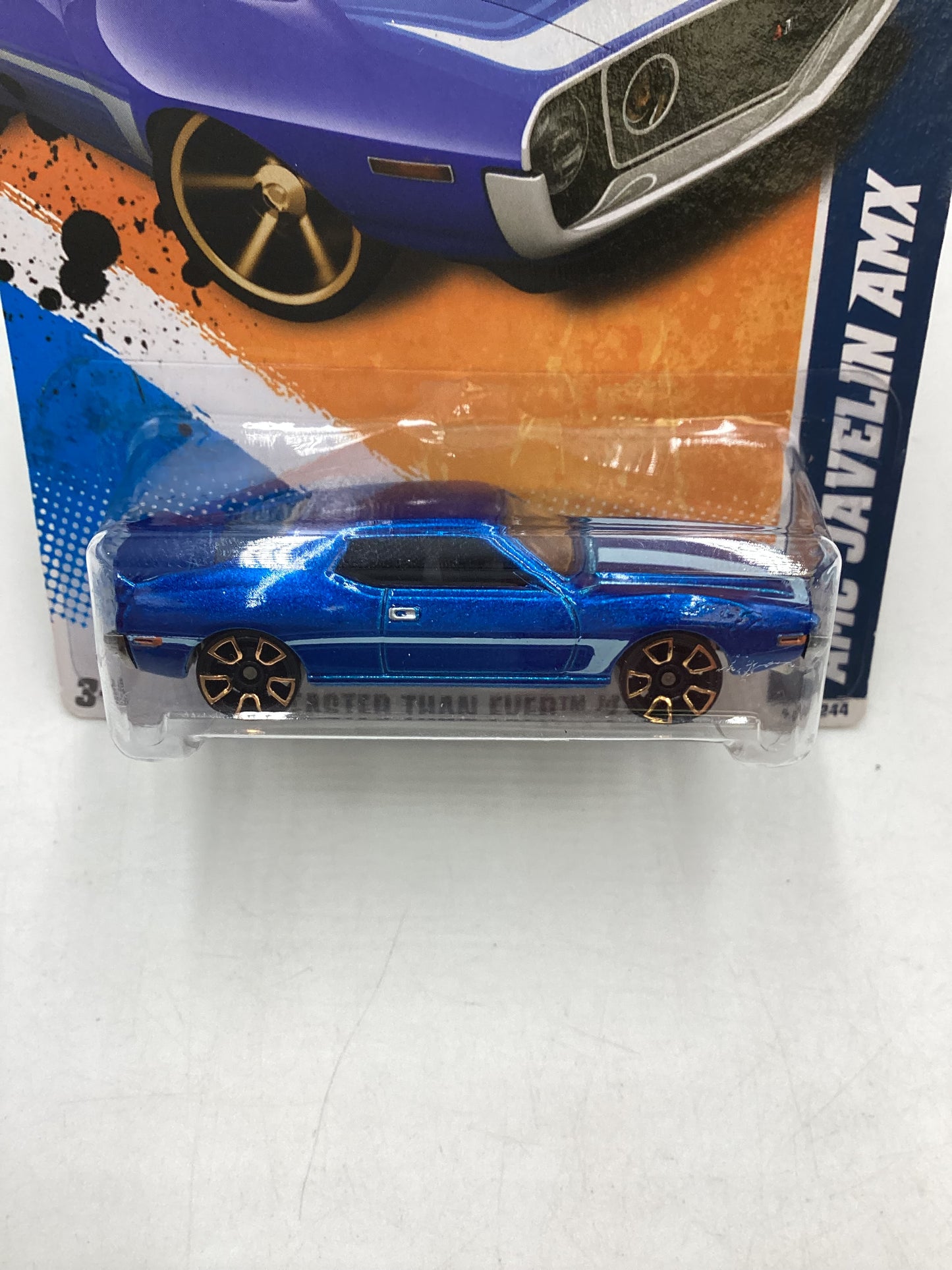 2011 Hot wheels #142 Faster Than Ever AMC Javelin AMX Blue Kmart KDays 236B