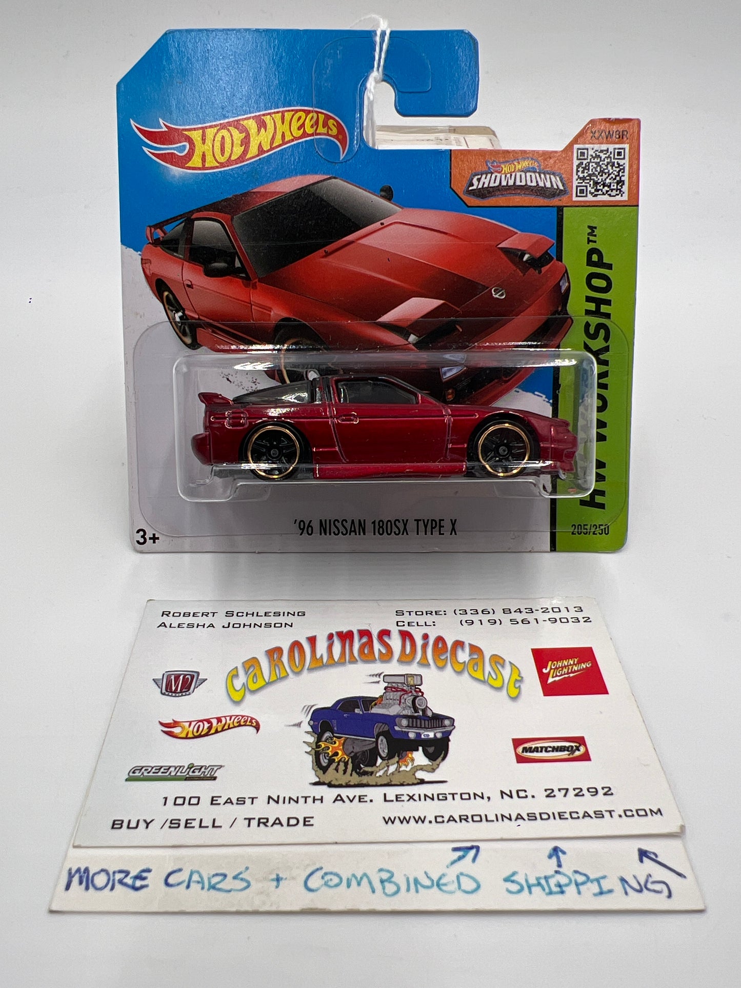 2015 Hot Wheels #205 96 Nissan 180SX Type X Red Short Card 83B